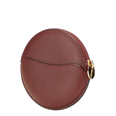 Pre-owned Cartier Must Bordeaux Wine Red Leather Coin Purse/coin Case () In Burgundy