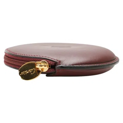 Pre-owned Cartier Must Bordeaux Wine Red Leather Coin Purse/coin Case () In Burgundy