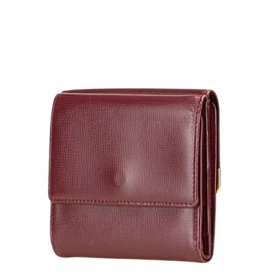 Pre-owned Cartier Must Bordeaux Wine Red Leather Wallet (tri-fold) () In Burgundy
