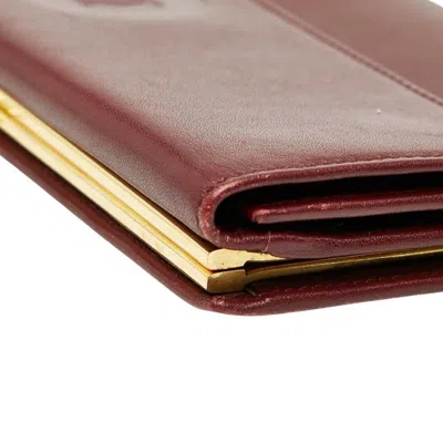 Pre-owned Cartier Must Wine Red Leather Long Wallet (bi-fold) () In Burgundy