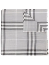 Burberry Giant Check Wool & Silk Gauze Scarf In Natural White