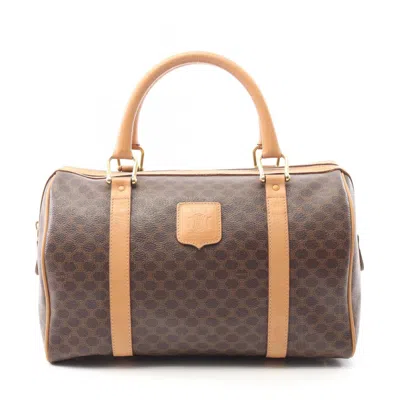 Pre-owned Celine Beige Brown Pvc Coated Canvas Leather Tote Bag () In Multi