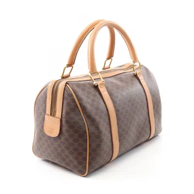 Pre-owned Celine Beige Brown Pvc Coated Canvas Leather Tote Bag () In Multi