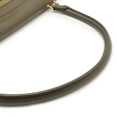 Pre-owned Celine Beige Gray Leather Canvas Handbag Shoulder Bag ()
