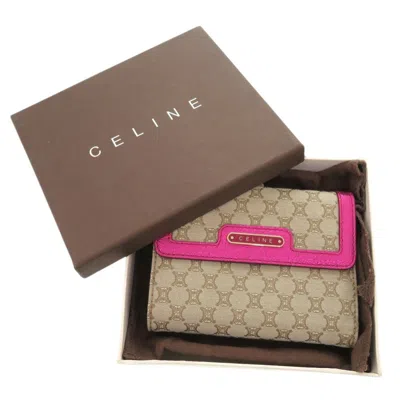 Pre-owned Celine Beige Pink Canvas Wallet (tri-fold) () In Multi