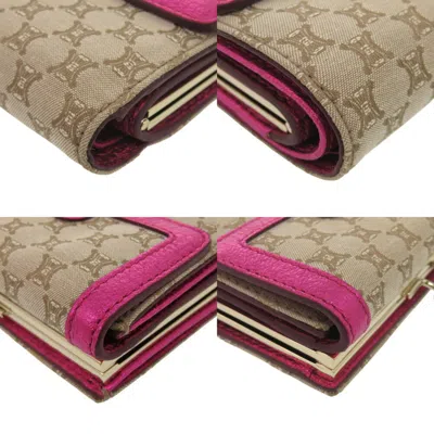 Pre-owned Celine Beige Pink Canvas Wallet (tri-fold) () In Multi