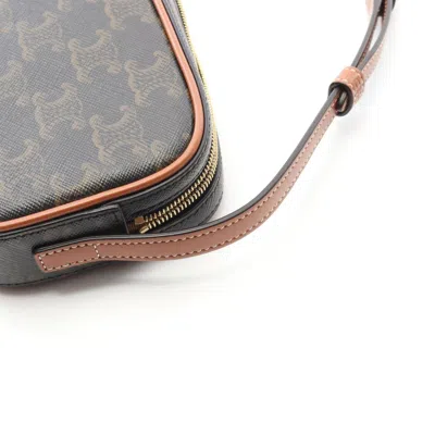 Pre-owned Celine Black Brown Pvc Coated Canvas Leather Shoulder Bag () In Multi