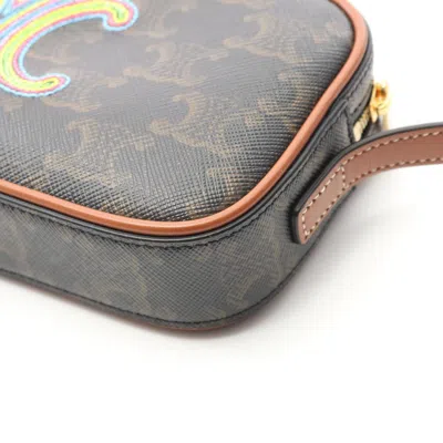 Pre-owned Celine Black Brown Pvc Coated Canvas Leather Shoulder Bag () In Multi