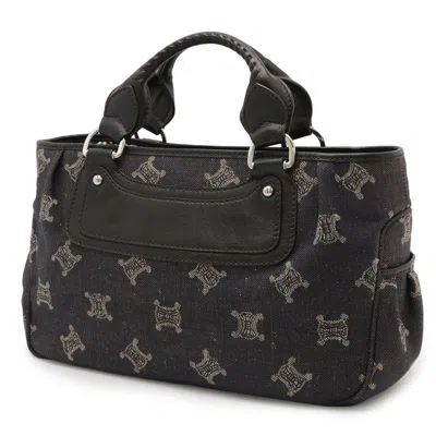 Pre-owned Celine Black Denim Leather Handbag Tote Bag ()
