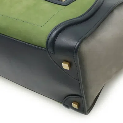 Pre-owned Celine Black Gray Green Leather Suede Handbag Tote Bag ()