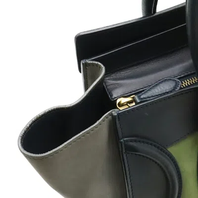Pre-owned Celine Black Gray Green Leather Suede Handbag Tote Bag ()