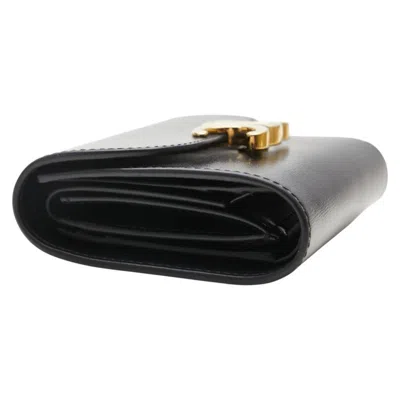 Pre-owned Celine Black Leather Wallet (tri-fold) ()