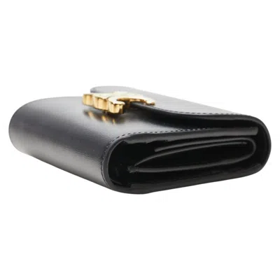 Pre-owned Celine Black Leather Wallet (tri-fold) ()