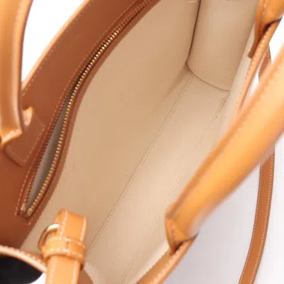 Pre-owned Celine Brown White Canvas Leather Tote Bag () In Multi