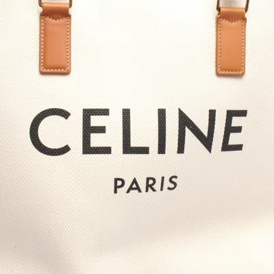 Pre-owned Celine Brown White Canvas Leather Tote Bag () In Multi