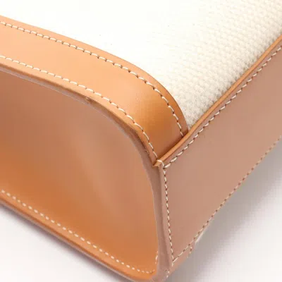 Pre-owned Celine Brown White Canvas Leather Tote Bag () In Multi