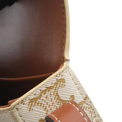 Pre-owned Celine Brown White Pvc Coated Canvas Leather Shoulder Bag () In Multi