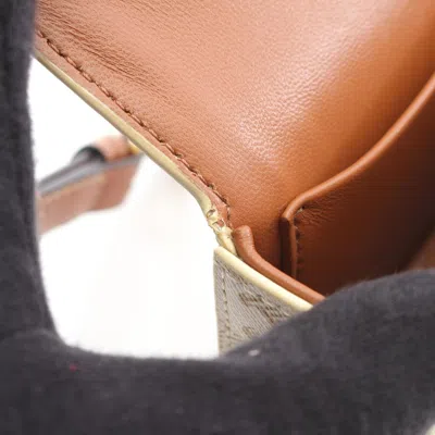 Pre-owned Celine Brown White Pvc Coated Canvas Leather Shoulder Bag () In Multi