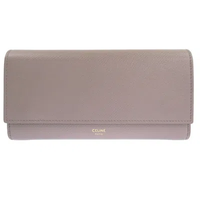 Pre-owned Celine Gray Leather Long Wallet (bi-fold) ()