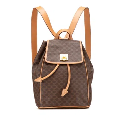 Pre-owned Celine Macadam Beige Brown Pvc Leather Backpack () In Multi