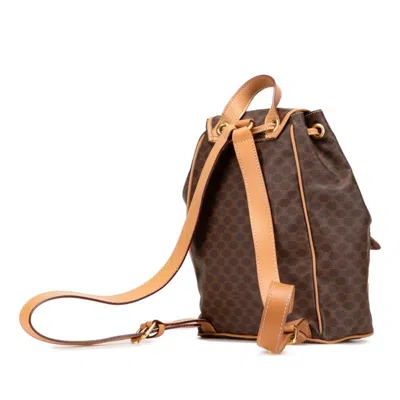 Pre-owned Celine Macadam Beige Brown Pvc Leather Backpack () In Multi