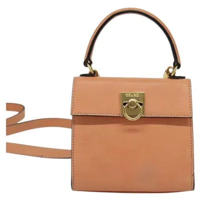 Pre-owned Celine Vintage Convertible Turnlock Top Handle Bag Leather Orange Leather Handbag ()