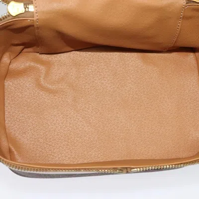 Pre-owned Celine Vintage Double Zip Vanity Case Macadam Coated Canvas Brown Canvas Handbag ()