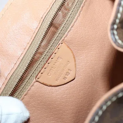 Pre-owned Celine Vintage Drawstring Flap Backpack Macadam Coated Canvas Brown Canvas Backpack Bag ()