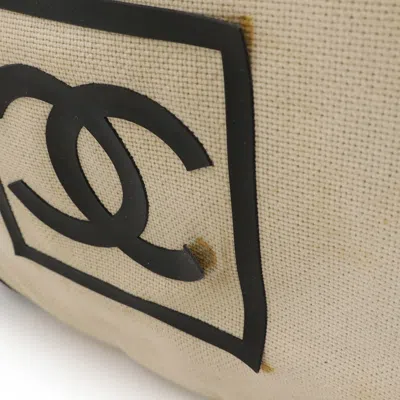 Pre-owned Chanel Beige Black Canvas Shoulder Bag () In Multi