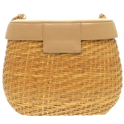 Pre-owned Chanel Beige Straw Leather Shoulder Bag () In Sand