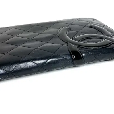 Pre-owned Chanel Black White Cambon Ligne Long Wallet (bi-fold) () In Multi