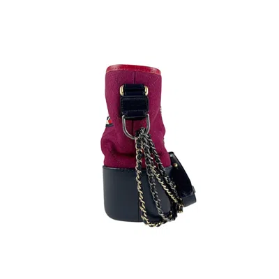 Pre-owned Chanel Bordeaux Navy Wool Leather Shoulder Bag ()