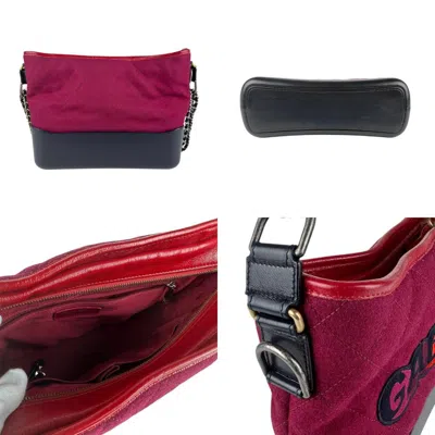 Pre-owned Chanel Bordeaux Navy Wool Leather Shoulder Bag ()