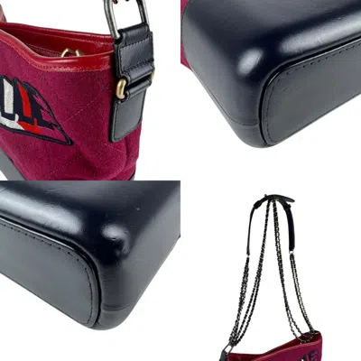 Pre-owned Chanel Bordeaux Navy Wool Leather Shoulder Bag ()