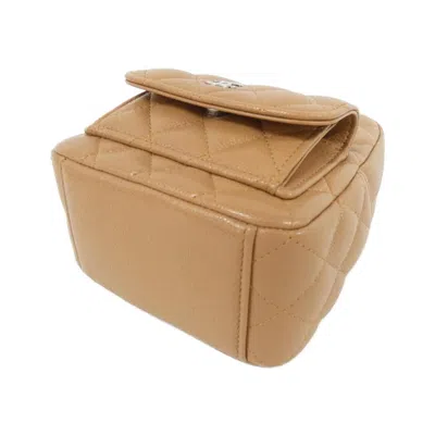 Pre-owned Chanel Dark Beige Grained Calfskin Backpack () In Brown