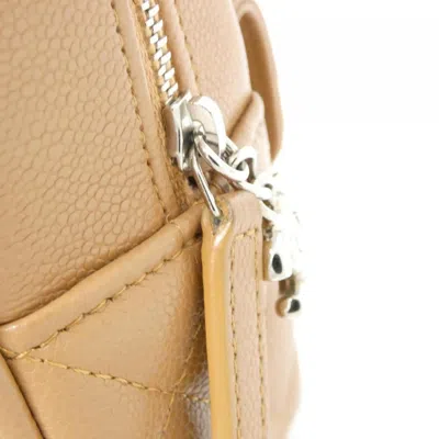 Pre-owned Chanel Dark Beige Grained Calfskin Backpack () In Brown