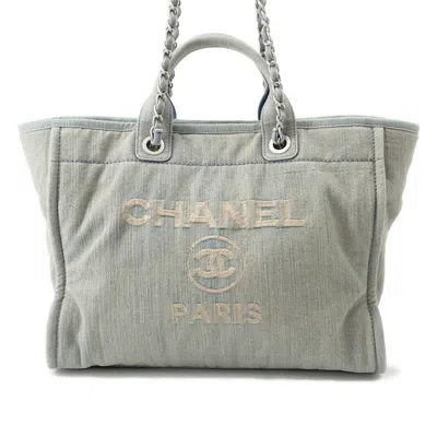 Pre-owned Chanel Denim Light Blue Denim Pouch Tote Bag ()