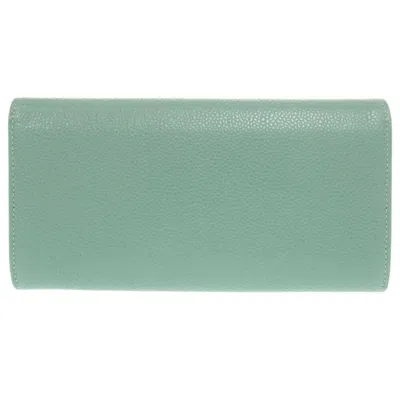 Pre-owned Chanel Green Grained Calfskin Long Wallet (bi-fold) ()