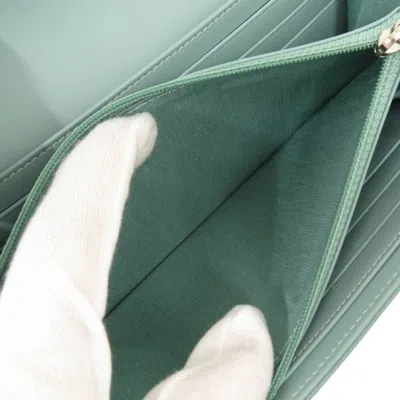 Pre-owned Chanel Green Grained Calfskin Long Wallet (bi-fold) ()
