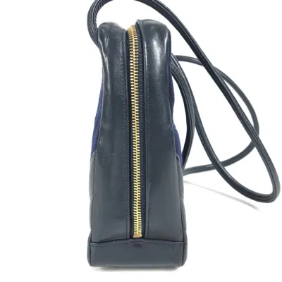 Pre-owned Chanel Navy Leather Jersey Shoulder Bag () In Blue