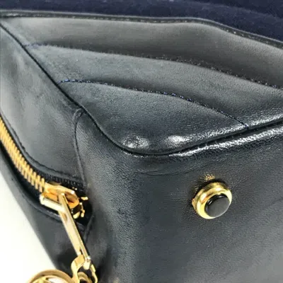 Pre-owned Chanel Navy Leather Jersey Shoulder Bag () In Blue