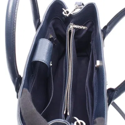 Pre-owned Chanel Navy Leather Tote Bag () In Blue