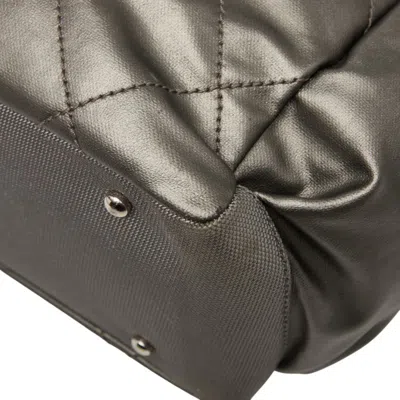 Pre-owned Chanel Paris Biarritz Gray Ivory Pvc Canvas Tote Bag ()