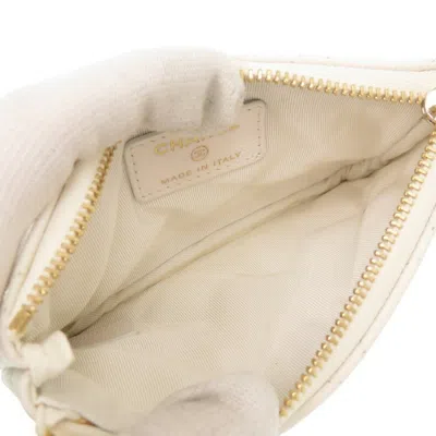 Pre-owned Chanel White Grained Calfskin Coin Purse/coin Case ()