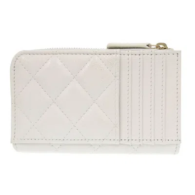 Pre-owned Chanel White Grained Calfskin Coin Purse/coin Case ()