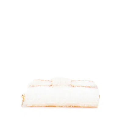 Pre-owned Chanel White Tweed Leather Chain/shoulder Wallet ()