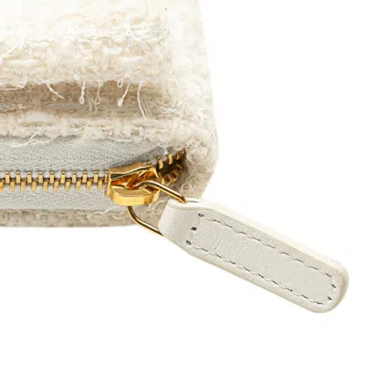 Pre-owned Chanel White Tweed Leather Chain/shoulder Wallet ()