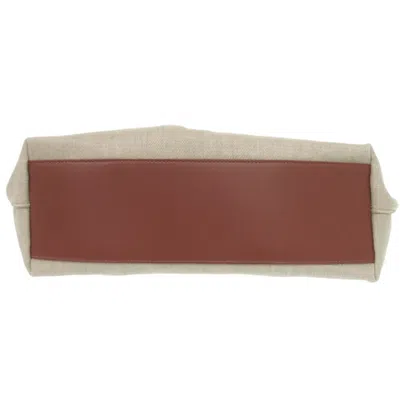 Pre-owned Chloé Beige Brown Linen Leather Pouch Tote Bag () In Multi