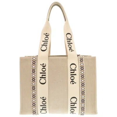 Pre-owned Chloé Beige Leather Canvas Shoulder Bag Tote Bag () In Sand