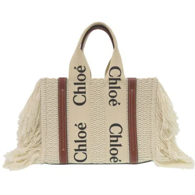 Pre-owned Chloé Beige Leather Linen Handbag Tote Bag () In Sand